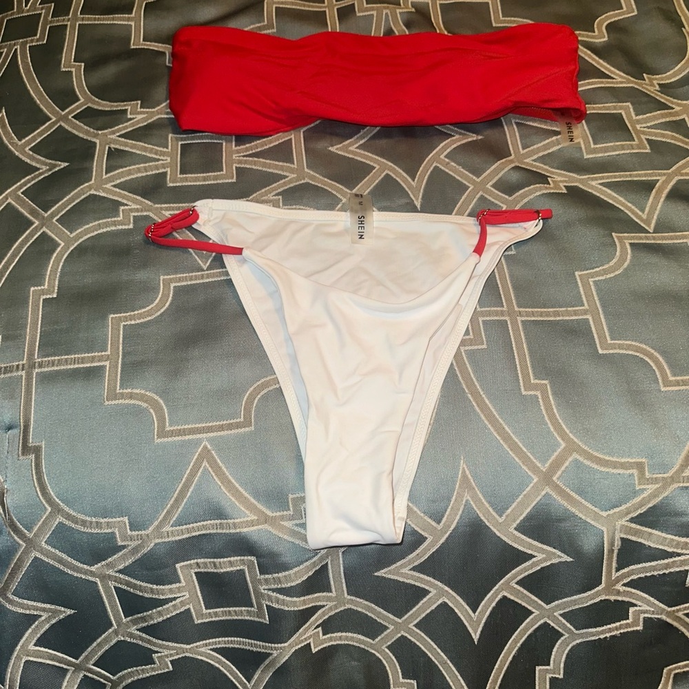 NWOT Red and White Bikini Set